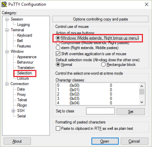 PuTTY Disable Right-click paste